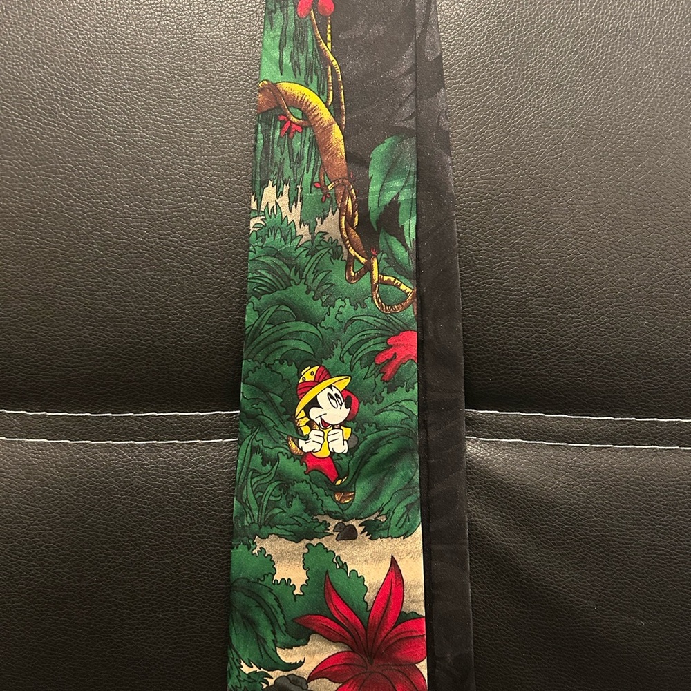 Disney Jungle Adventure Tie with Cartoon Character - Green and Red